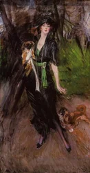 Portrait of Lady Lina Bilitis with Two Pekingese